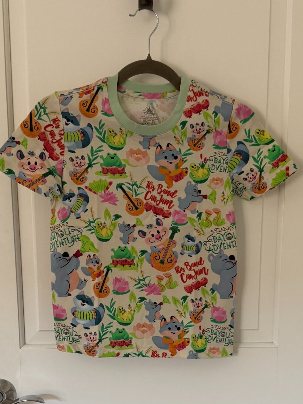 NWT Disney Parks Youth Kids Tiana's Bayou Adventure Allover Print Tee SZ MED